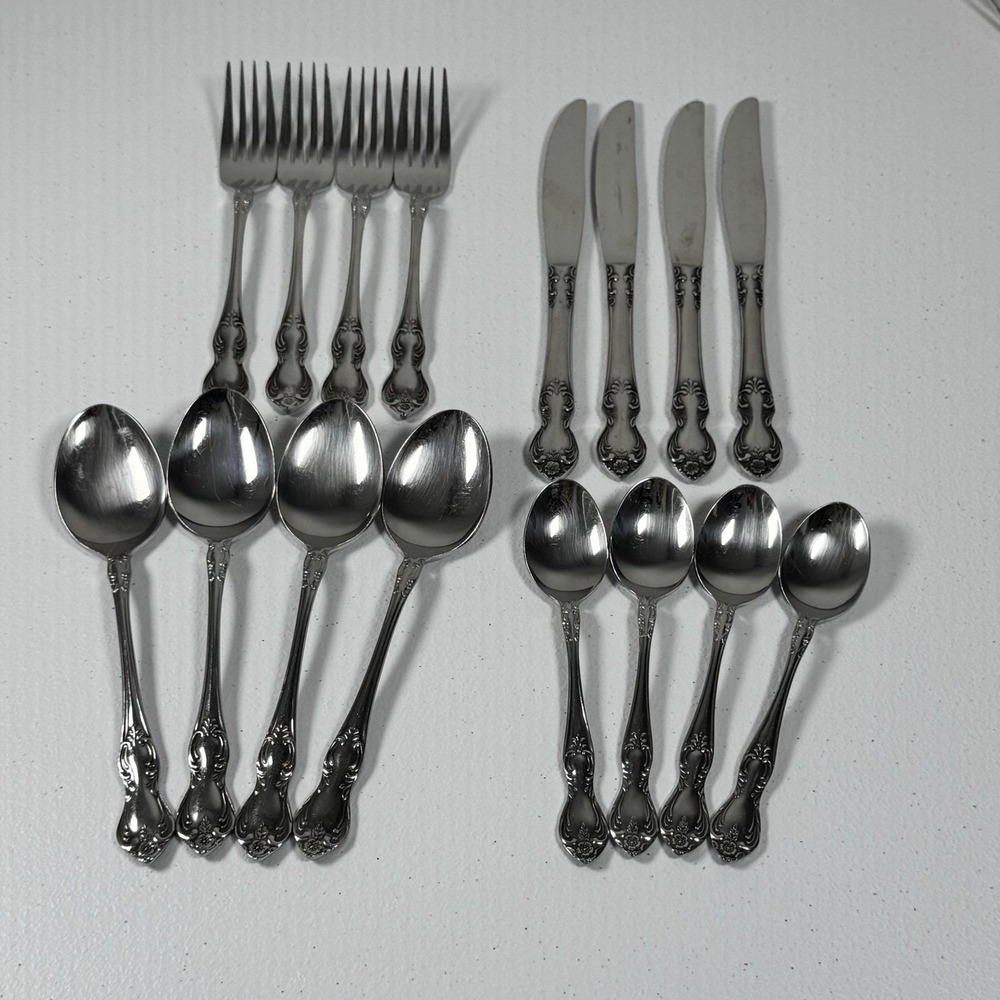 Easterling Valhalla Stainless Flatware Set 16 Pieces Fork Knife Spoon Vintage